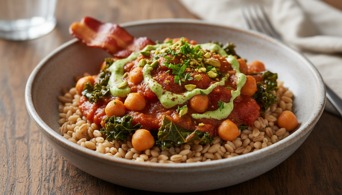 Instant Pot Smoky Tomato Chickpea Stew with Wilted Kale and Brown Farro - Image 4
